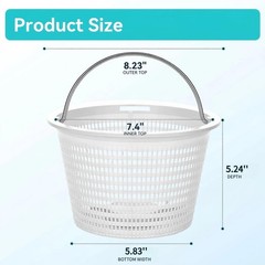 HeavyDuty Pool Skimmer Basket with Stainless Steel Handle, Fits Hayward &