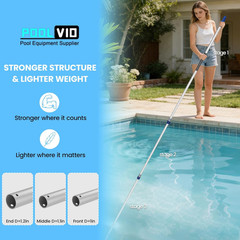 15FT Pool Pole, 3-Piece Telescopic Swimming Pool Cleaning Pole with Universal Th