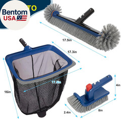 Deluxe Swimming Pool Cleaning Kit Including Pool Skimmer Net with Rubber Edge, 1