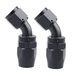 -6 AN 45 Degree Swivel Hose End Fitting Aluminum 6AN – 2PCS 45 Degree – Black