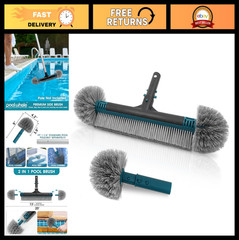 20&Prime; Detachable Pool Brush Head with Durable Nylon Bristles & EZ Clip Handle – Cl