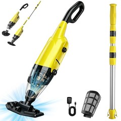Cordless Rechargeable Pool Vacuum Handheld Cleaner 60min IPX8 w/ Extension Pole