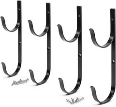 4pc Black Aluminum Pool Pole Hanger Set for Effortless Organization