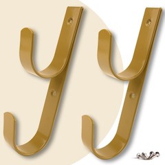 2 PCS Set Wide Pool Pole Hangers Heavy Duty Brown Aluminium Holder Hooks
