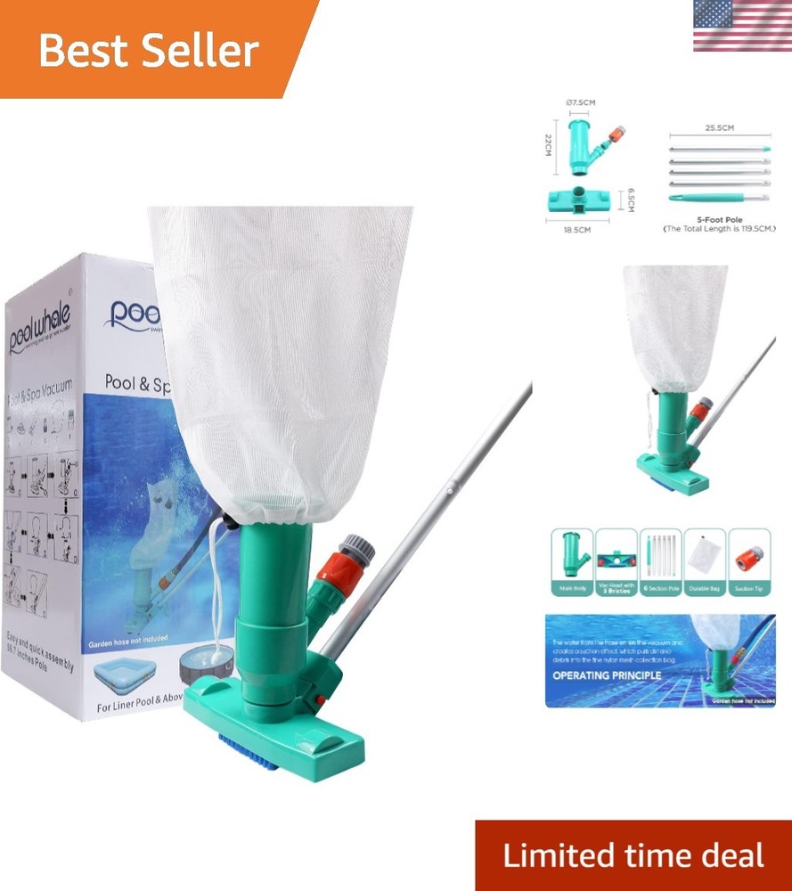 Efficient Portable Pool Cleaner – No Electricity Needed, 6 Sections of 56.5&Prime;