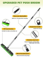 18”/45cm Large Wide Adjustable Heavy Duty Outdoor Push Broom Stiff Brush Head