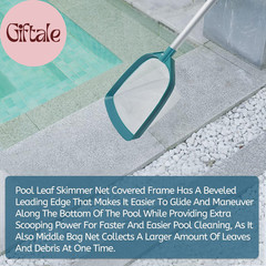 Upgrades Swimming Pool Leaf Net Skimmer Rake with Adjustable Aluminum Pole and N