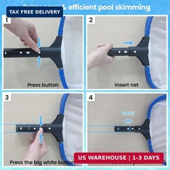 Poolvio 14&Prime; Pool Skimmer Net – Heavy Duty Leaf Net with Aluminum Frame with Diam