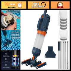 Heavy Duty Handheld Pool Vacuum – 18.9GPM Suction, 14 » Wide Head, 60min Run Tim
