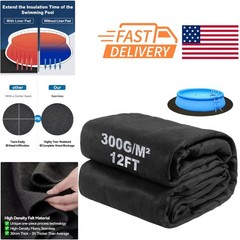 12FT Heavy Duty Pool Pad for Above Ground Pools Puncture Resistant Black