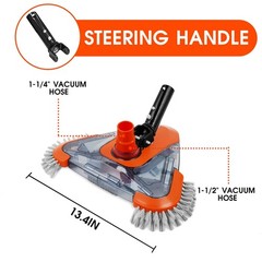 TidyMister Pool Vacuum Head with Side Brush,Universal Triangular vacuum head