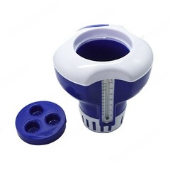 7 Inch Pool Floating Dispenser with UV Resistant PVC Thermometer and 3 Hole Lid