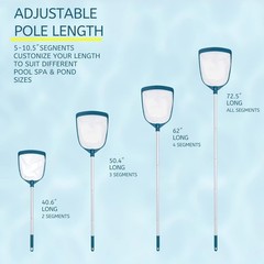 Adjustable Aluminum Pool Skimmer Net with Fine Mesh for Cleaning Pools