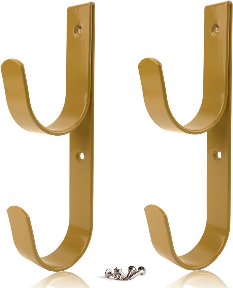 2 PCS Set Wide Pool Pole Hangers Heavy Duty Brown Aluminium Holder Hooks