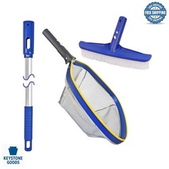 14&Prime; Pool Cleaning Kit with Telescopic Pole & Fine Mesh Skimmer for Above Grou…