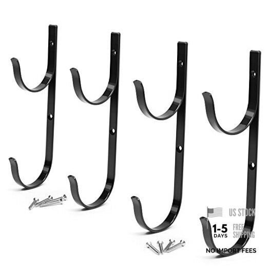Pool Pole Hanger Premium Aluminium Holder Set by , Ideal Hooks for 4pc Black