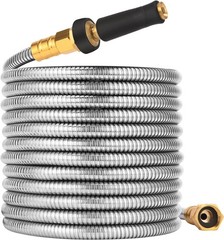Heavy Duty Stainless Steel Garden Pool Hose No-Kink Flexible Water Pipe Outdoor