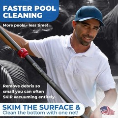 17&Prime; Silt Net Pool Skimmer – Heavy-Duty Aluminum Frame, Ultra-Fine Net, EZ-Clip