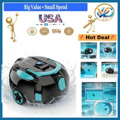 Cordless Robotic Pool Cleaner Dual Suction 130-Min Battery Lightweight