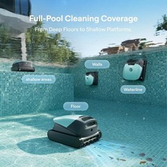 Cordless Robotic Pool Cleaner for Inground and Above Ground Pools Powerful 6800