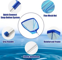 Pool Skimmer – Pool Skimmer Net with 5 Section Adjustable Telescopic Aluminum…