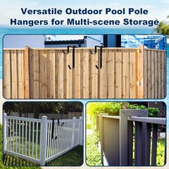 2-Pack Pool Pole Hanger, Adjustable Iron Pool Hooks for Garden Tools [Black]