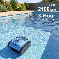 Cordless Robotic Pool Cleaner for Inground Pools, Automatic Pool Vacuum with Wal