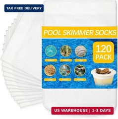 120 Pack Pool Filter Socks for Skimmer Baskets, Reusable Pool Skimmer Socks for